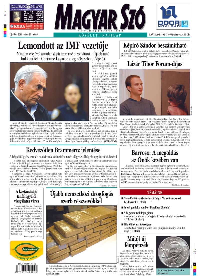 Magyar Szó, 68. évf. 2011. május 20. 114. sz. 1–20. oldal