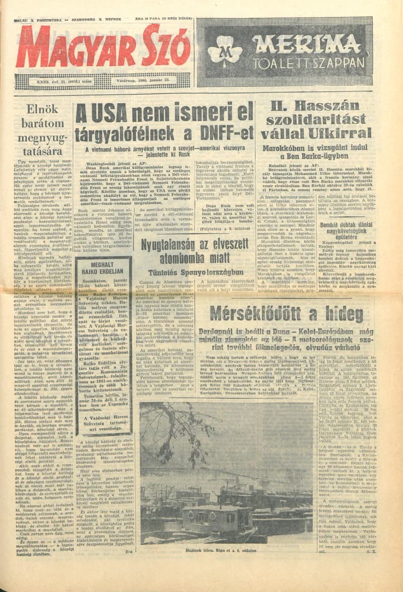 Magyar Szó, 23. évf. 1966. január 23. 21. sz.