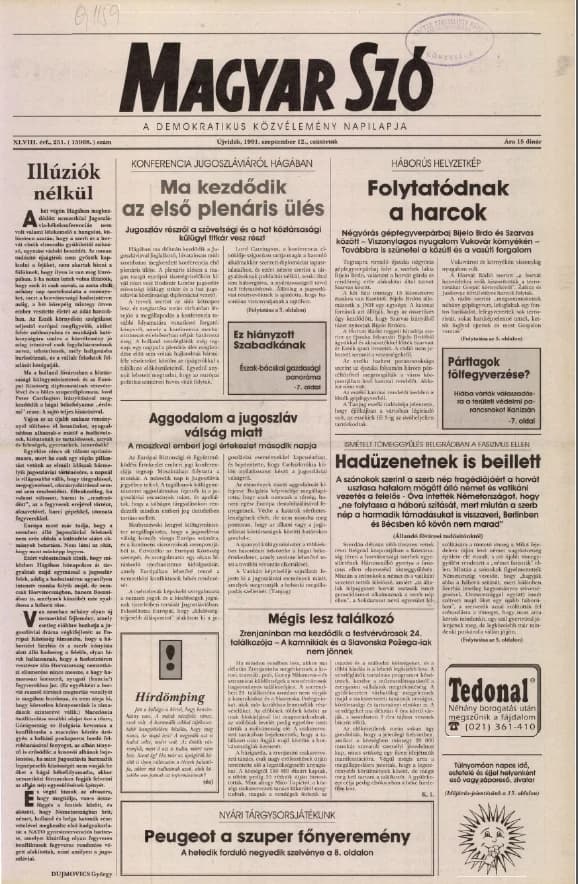 Magyar Szó, 48. évf. 1991. szeptember 12. 251. sz. 1–16. oldal