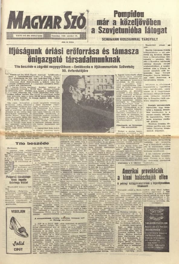 Magyar Szó, 26. évf. 1969. október 11. 281. sz. 1–20. oldal