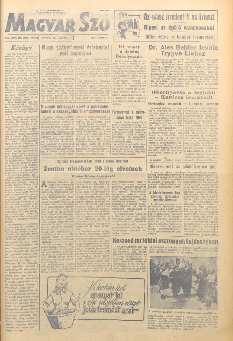 Magyar Szó, 8. évf. 1951. szeptember 14. 218. sz. 1–4. oldal