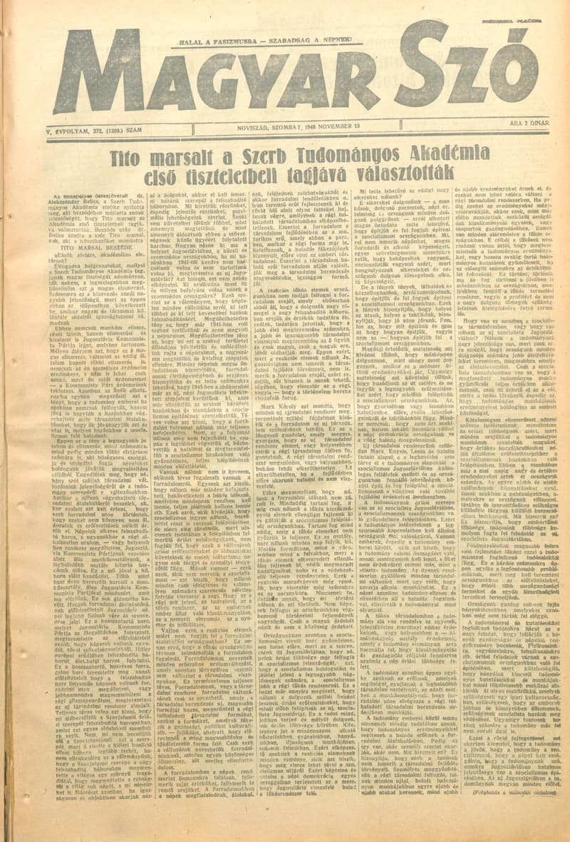 Magyar Szó, 5. évf. 1948. november 13. 272. sz. 1–4. oldal