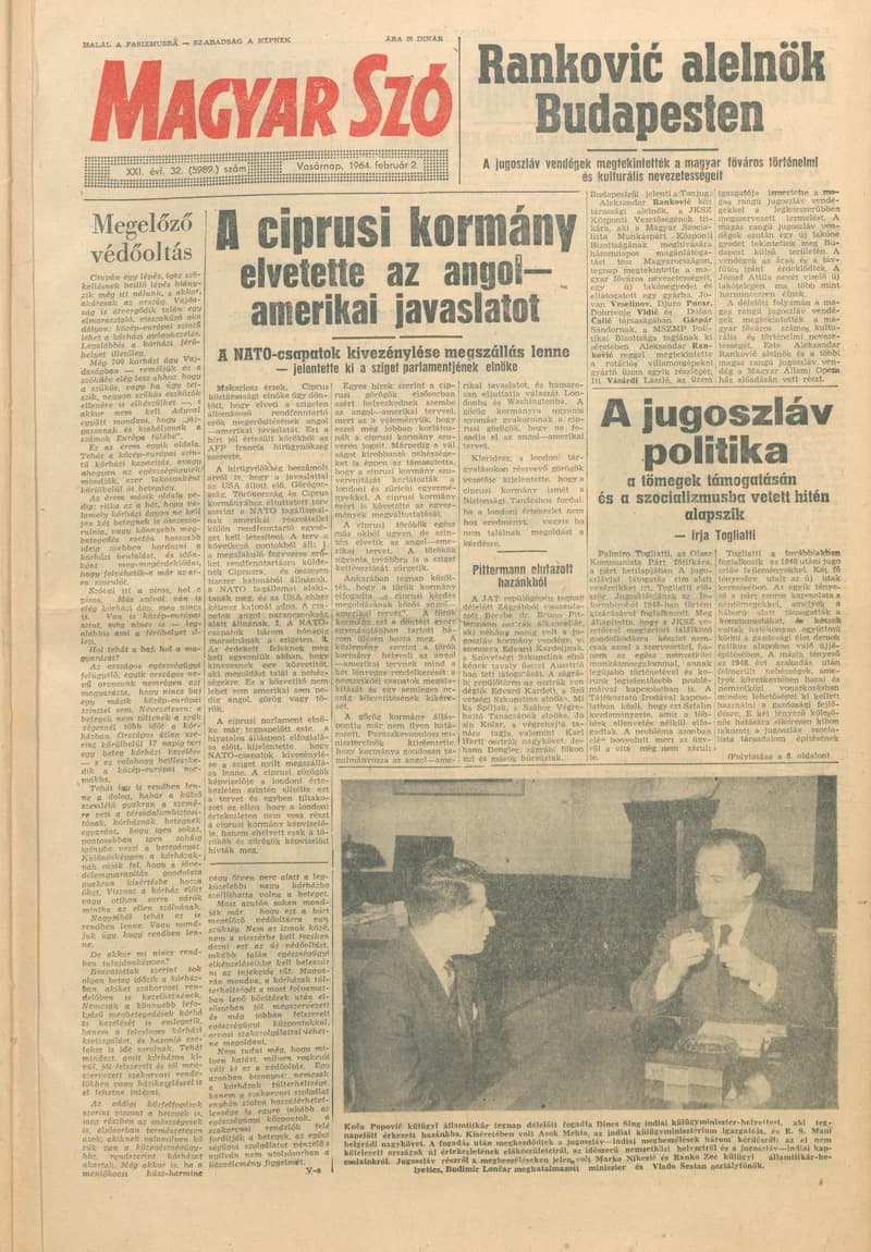 Magyar Szó, 21. évf. 1964. február 2. 32. sz. 1–24. oldal