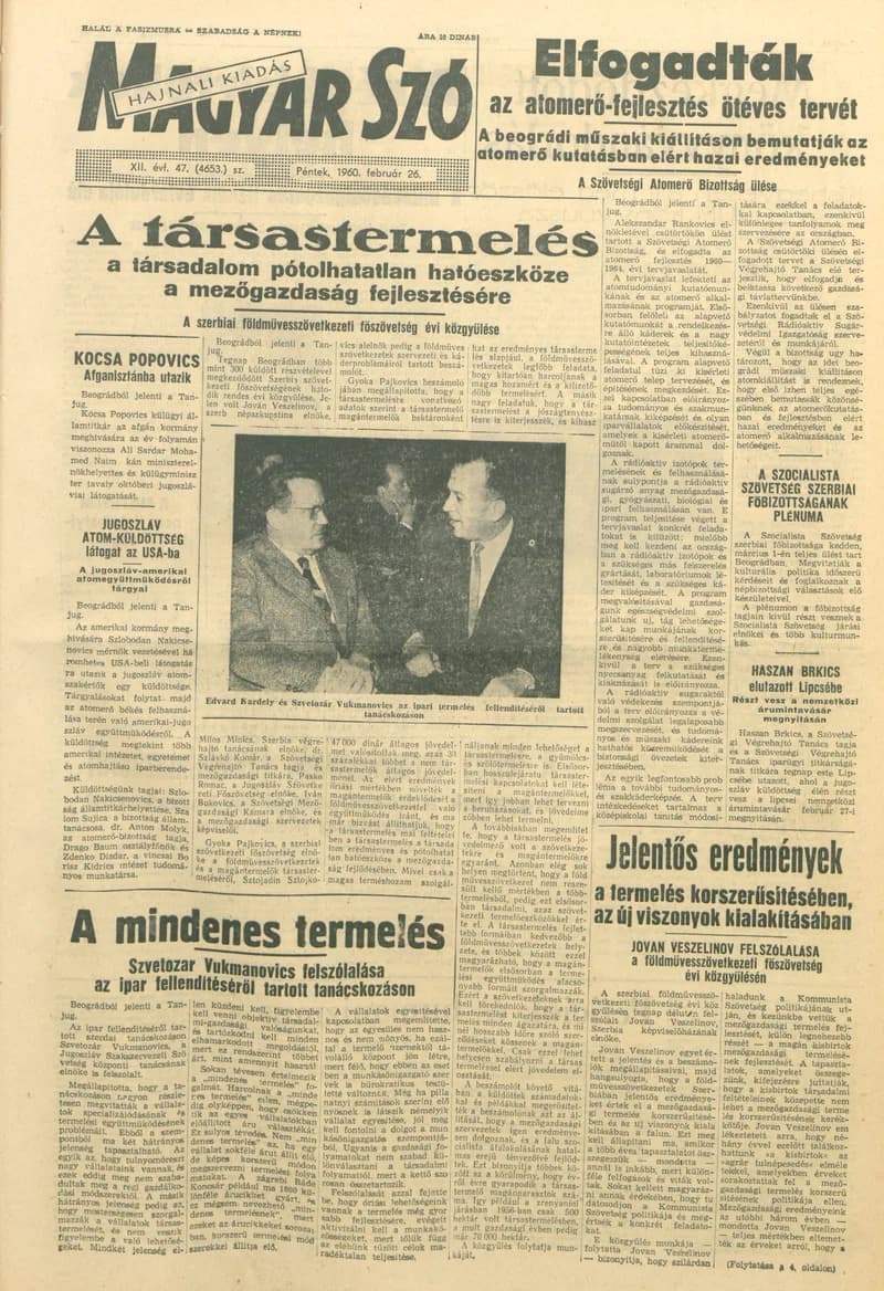 Magyar Szó, 17. évf. 1960. február 26. 47. sz. 1–20. oldal