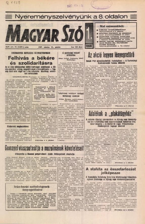 Magyar Szó, 44. évf. 1987. március 13. 70. sz. 1–24. oldal