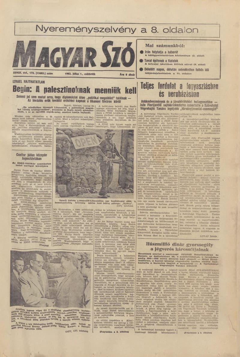 Magyar Szó, 39. évf. 1982. július 1. 178. sz. 1–24. oldal
