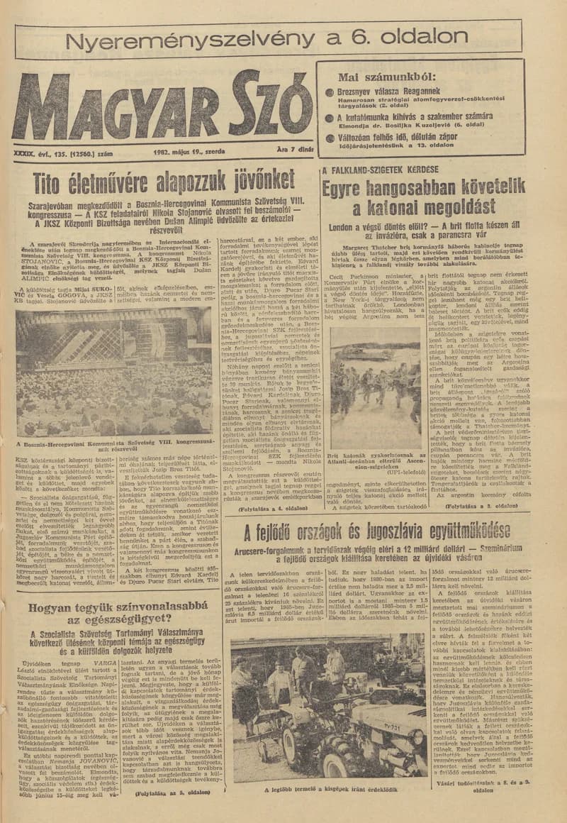 Magyar Szó, 39. évf. 1982. május 19. 135. sz. 1–28. oldal