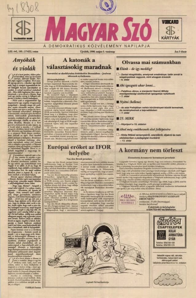 Magyar Szó, 53. évf. 1996. május 5. 105. sz. 1–24. oldal