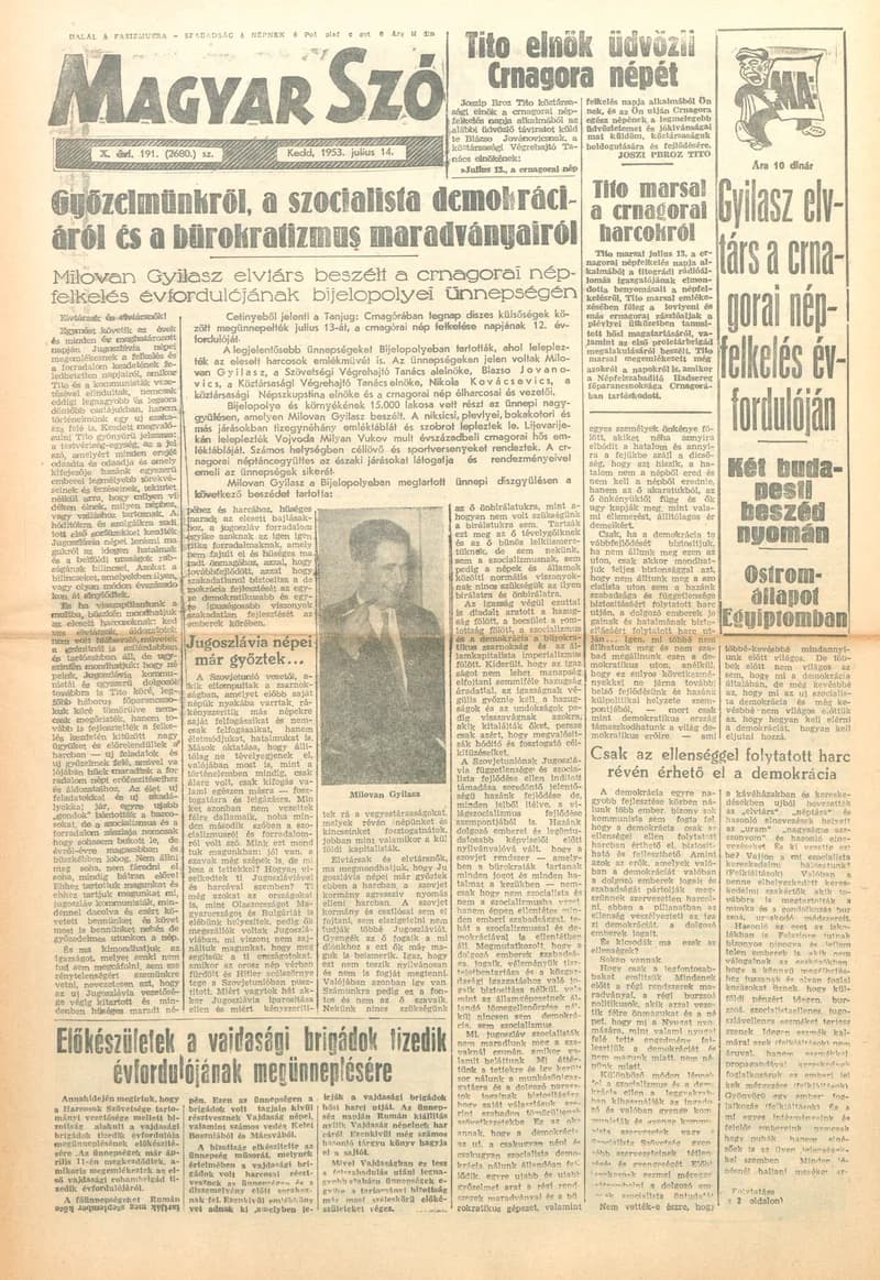 Magyar Szó, 10. évf. 1953. július 14. 191. sz. 1–8. oldal