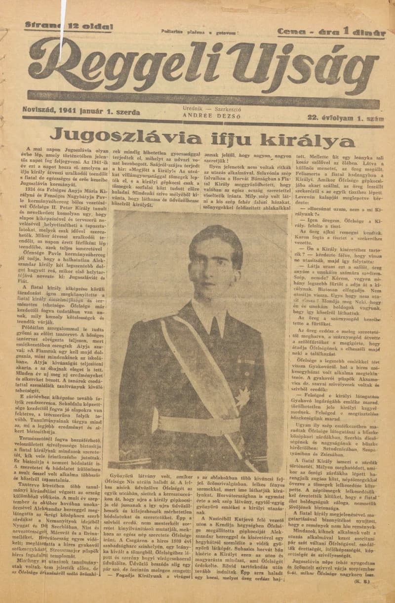 Reggeli Újság, 22. évf. 1941. január 1. 1. sz.