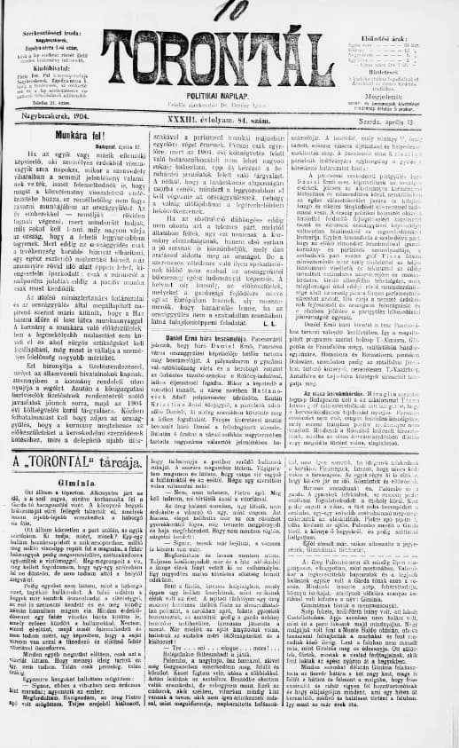 Torontál, 33. évf. 1904. április 13. 84. sz.