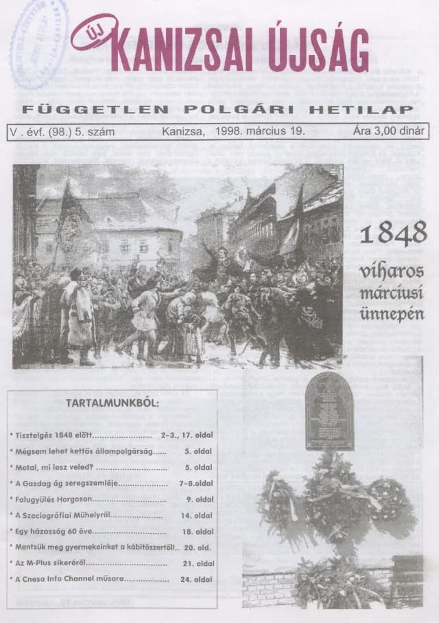 Új Kanizsai Újság, 5. évf. 1998. március 19. 5. sz.