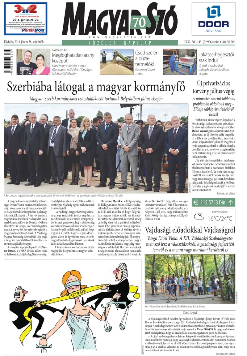 Magyar Szó, 71. évf. 2014. június 26. 145. sz. 1–20. oldal