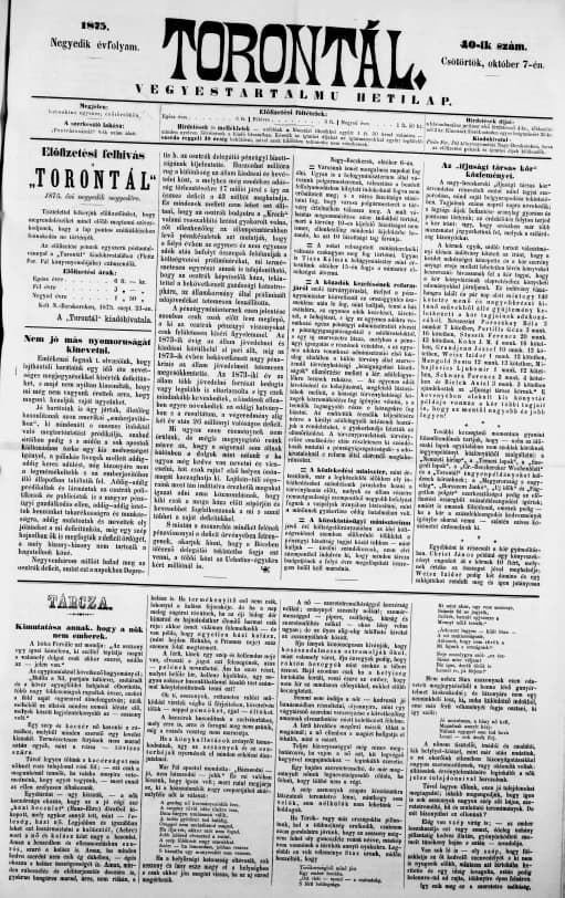 Torontál, 4. évf. 1875. október 7. 40. sz.