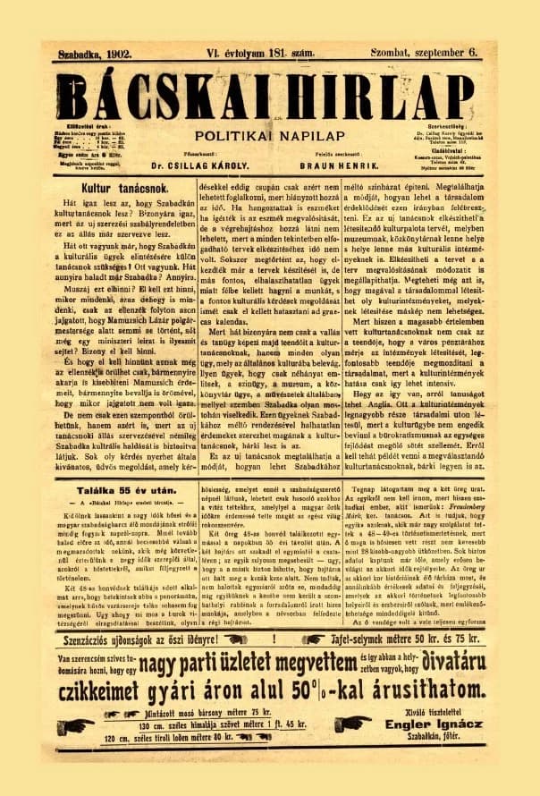 Bácskai Hirlap, 6. évf. 1902. szeptember 6. 181. sz.