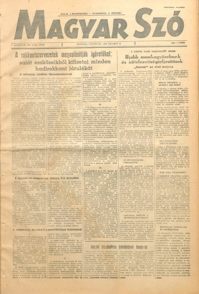 Magyar Szó, 5. évf. 1948. október 21. 252. sz. 1–4. oldal