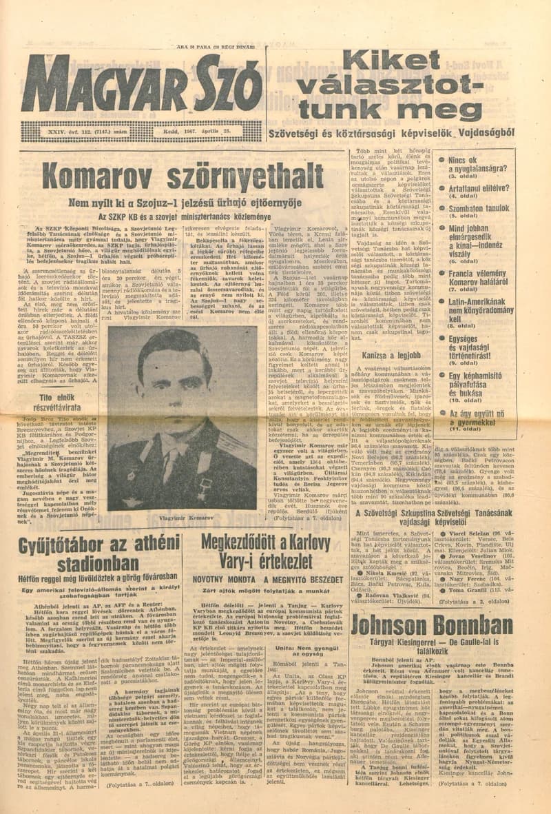 Magyar Szó, 24. évf. 1967. április 25. 112. sz. 1–16. oldal