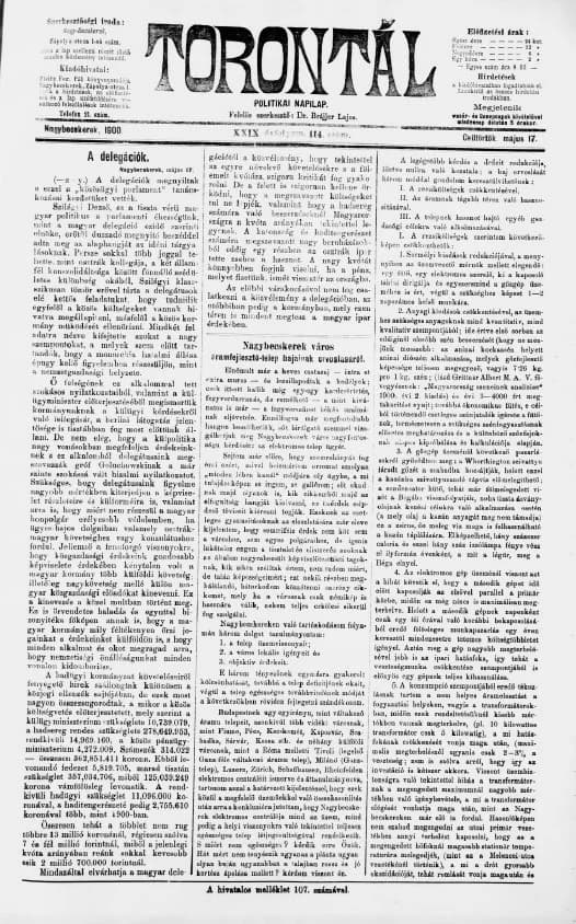 Torontál, 29. évf. 1900. május 17. 114. sz.