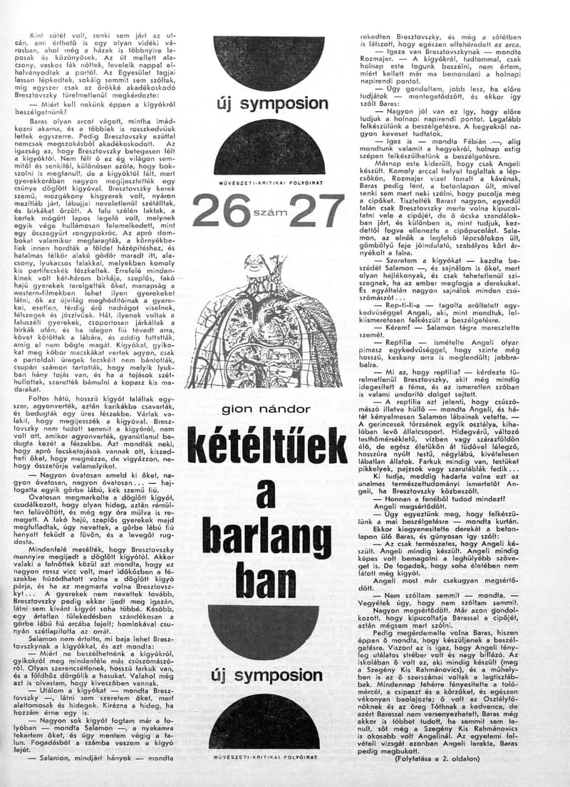 Új Symposion, 3. évf. 1967. június – július. 26–27. sz. 1–36. oldal