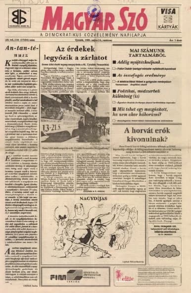 Magyar Szó, 52. évf. 1995. május 14. 110. sz. 1–24. oldal