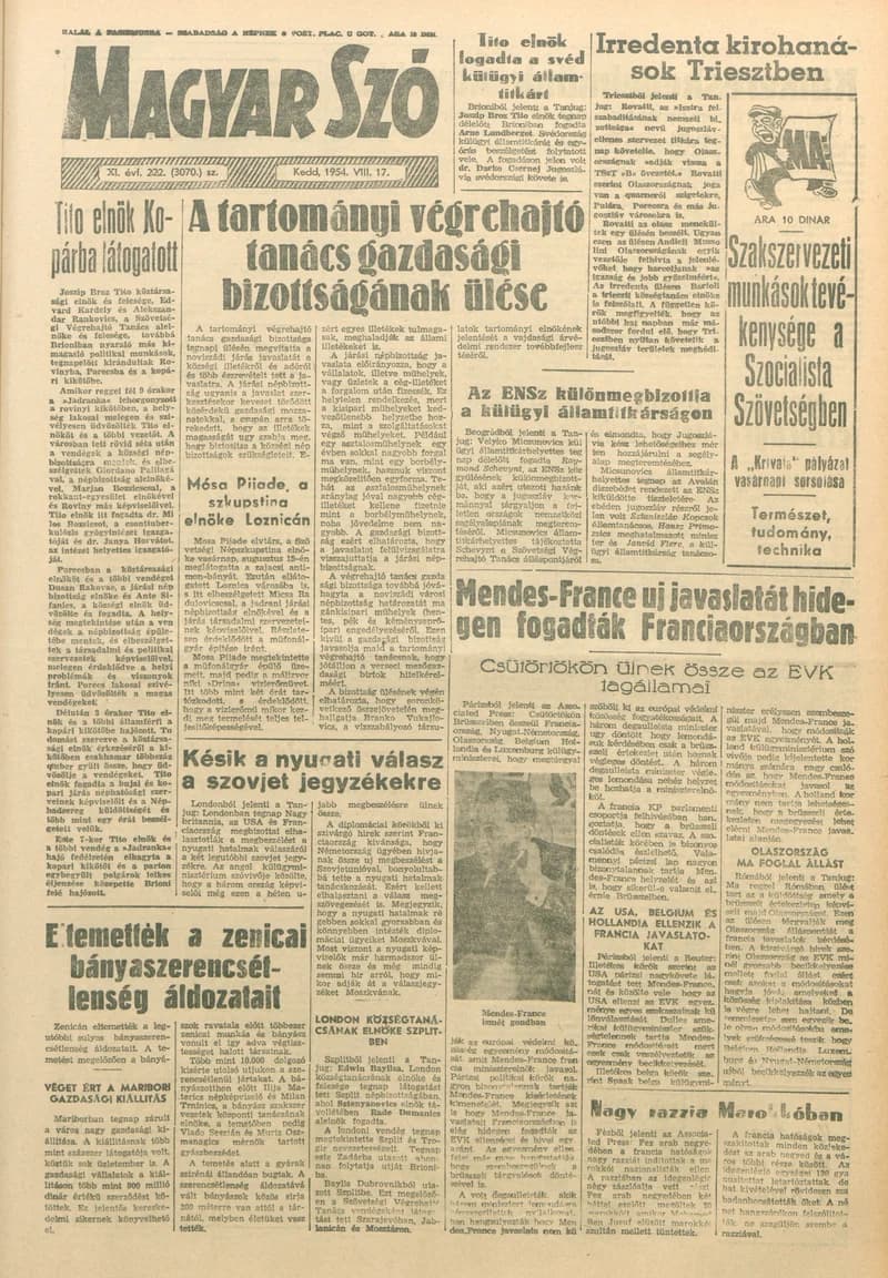 Magyar Szó, 11. évf. 1954. augusztus 16. 221. sz. 1–6. oldal