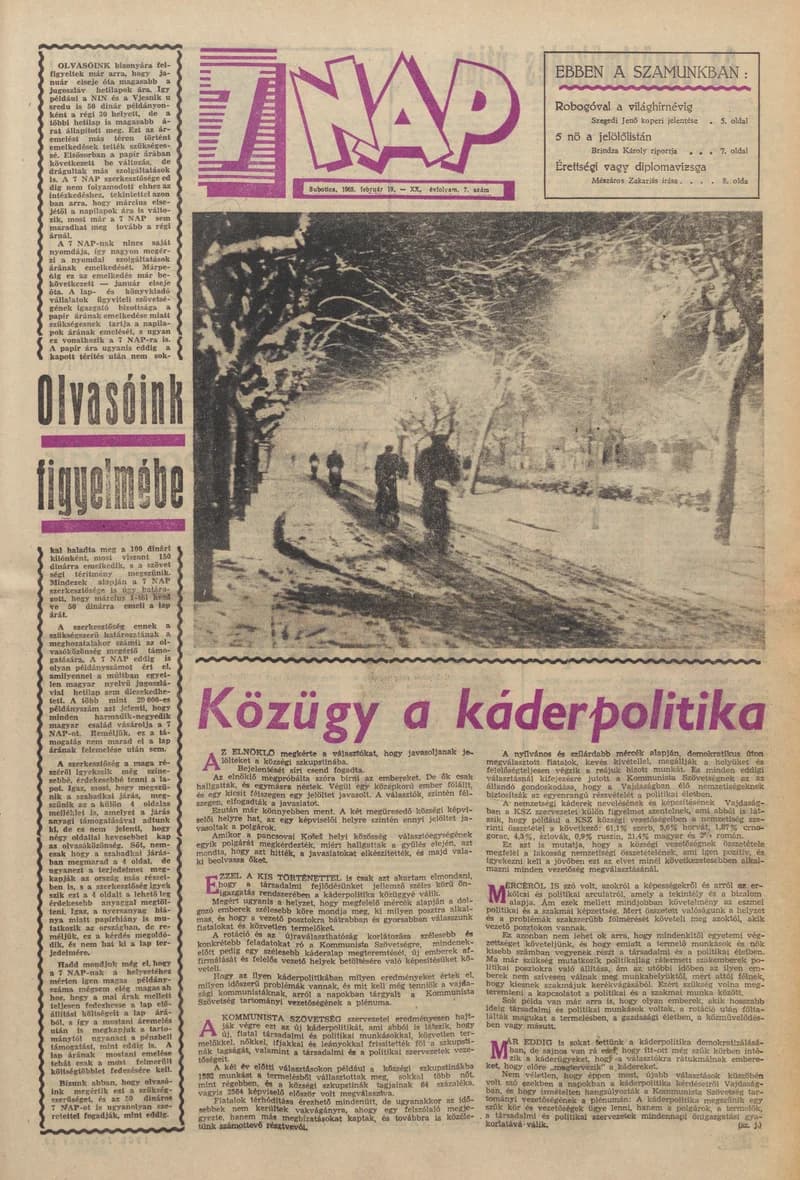 7 Nap, 20. évf. 1965. február 19. 7. sz. 1–20. oldal