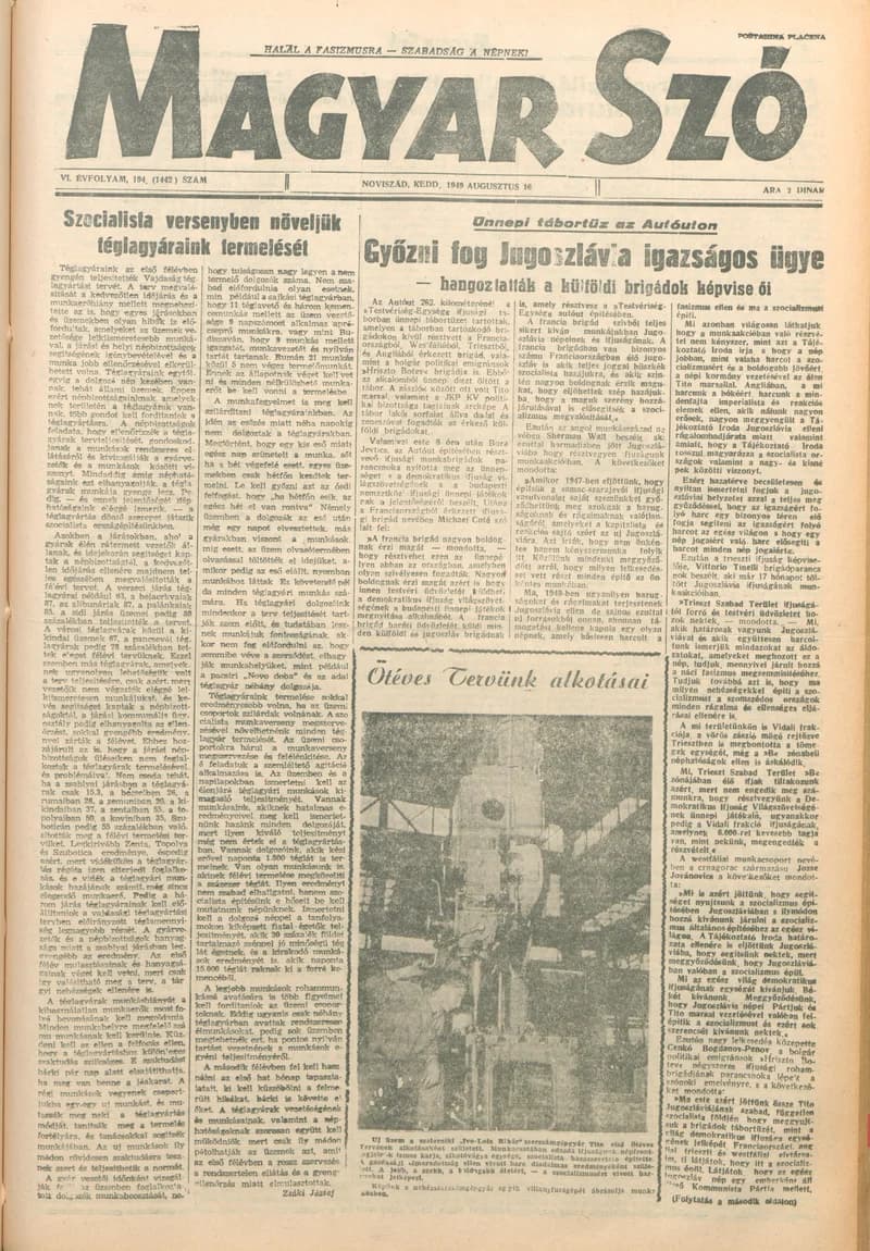 Magyar Szó, 6. évf. 1949. augusztus 16. 194. sz. 1–4. oldal