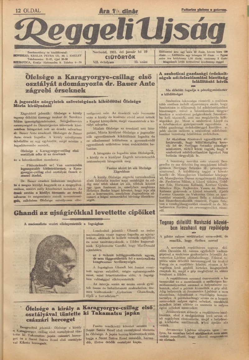 Reggeli Újság, 12. évf. 1931. január 29. 23. sz.