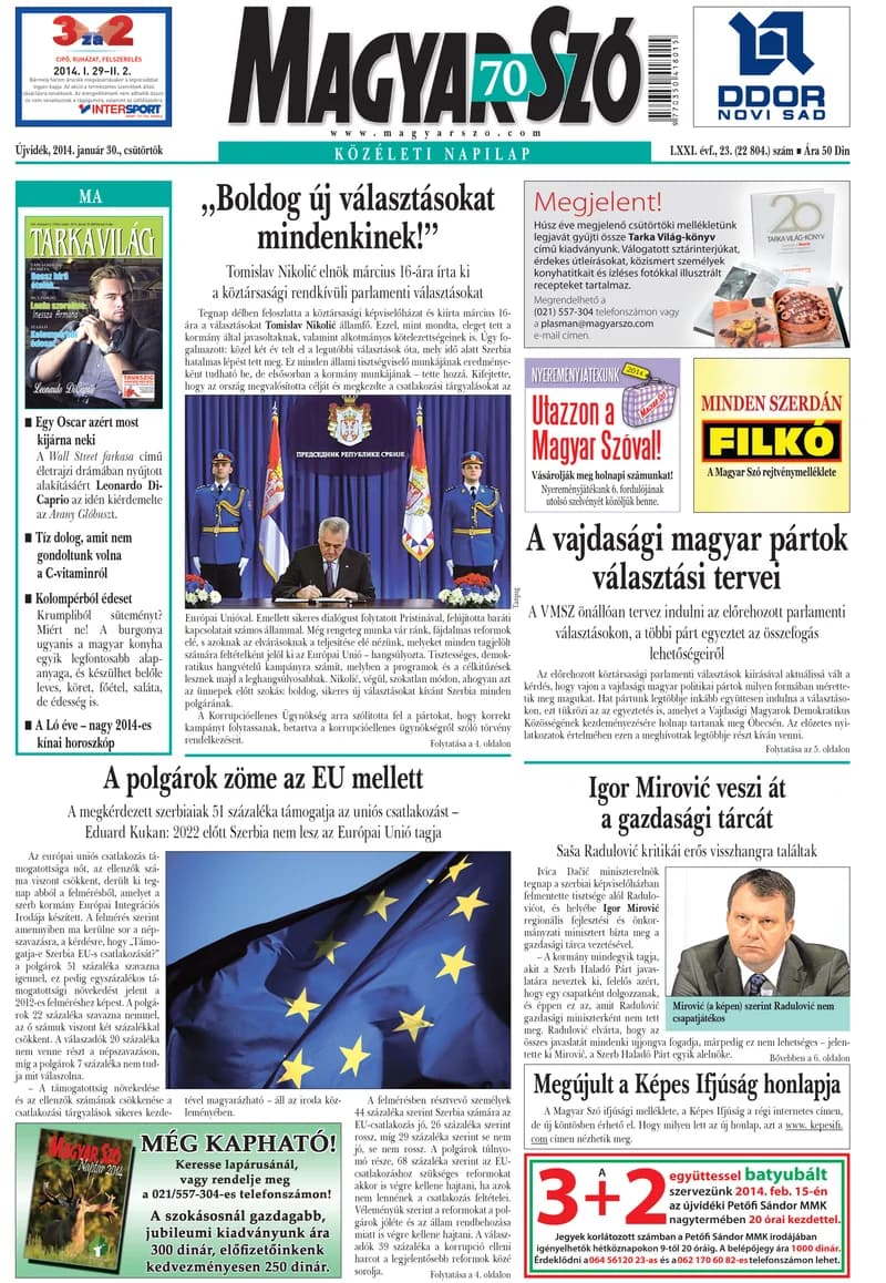 Magyar Szó, 71. évf. 2014. január 30. 23. sz. 1–20. oldal