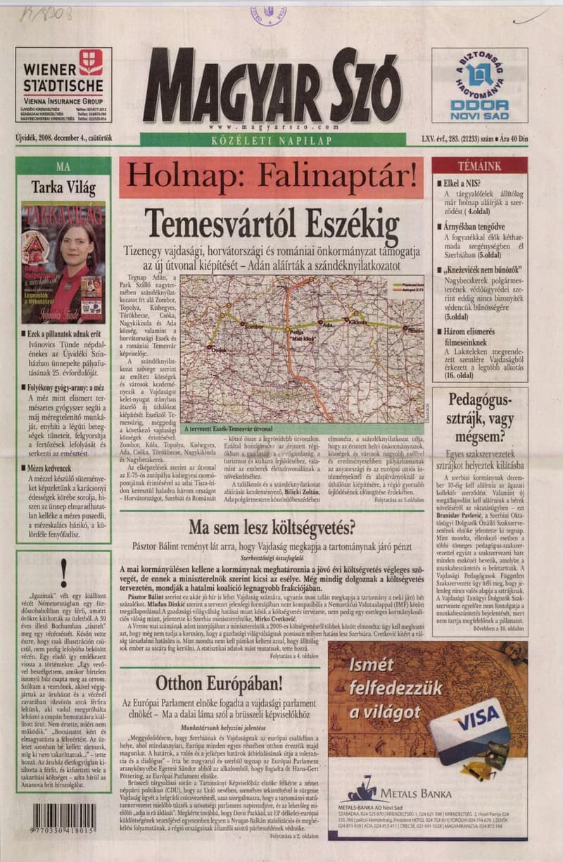 Magyar Szó, 65. évf. 2008. december 4. 283. sz. 1–20. oldal