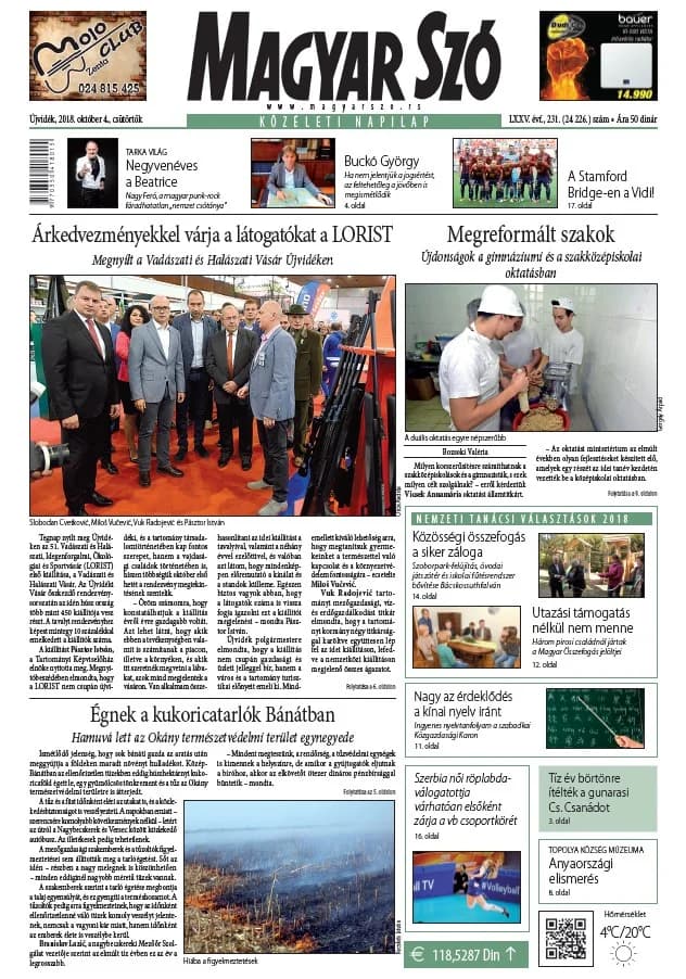 Magyar Szó, 75. évf. 2018. október 4. 231. sz. 1–20. oldal