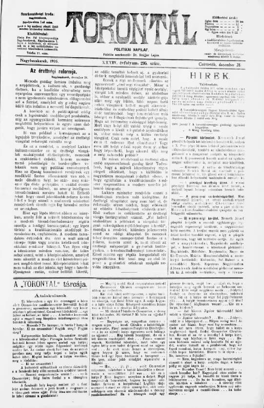 Torontál, 34. évf. 1905. december 28. 295. sz.