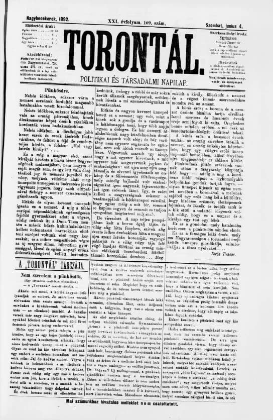 Torontál, 21. évf. 1892. június 4. 109. sz.