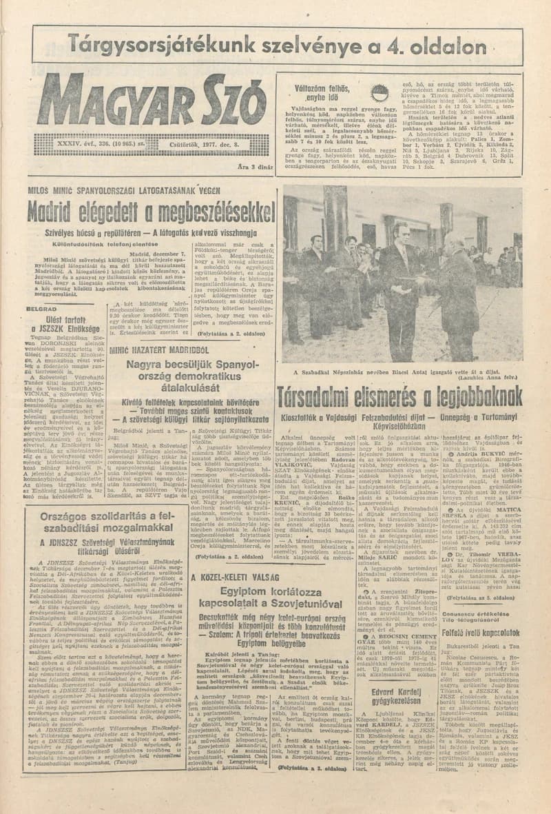 Magyar Szó, 34. évf. 1977. december 8. 336. sz.
