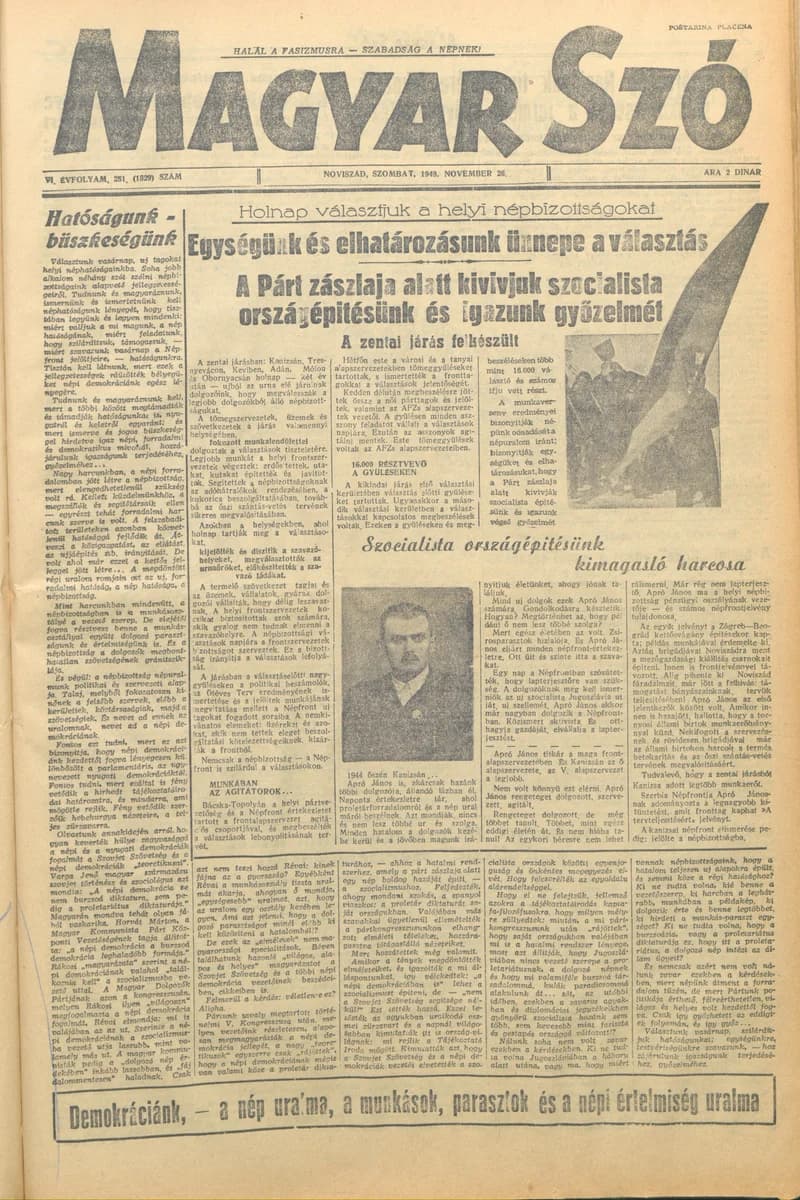 Magyar Szó, 6. évf. 1949. november 26. 281. sz. 1–4. oldal