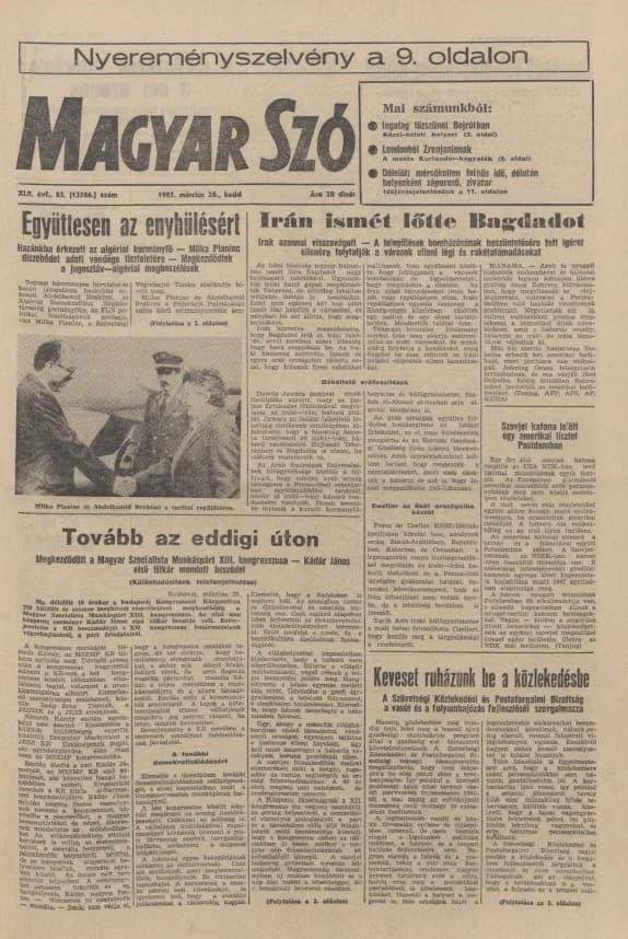 Magyar Szó, 42. évf. 1985. március 26. 83. sz. 1–20. oldal