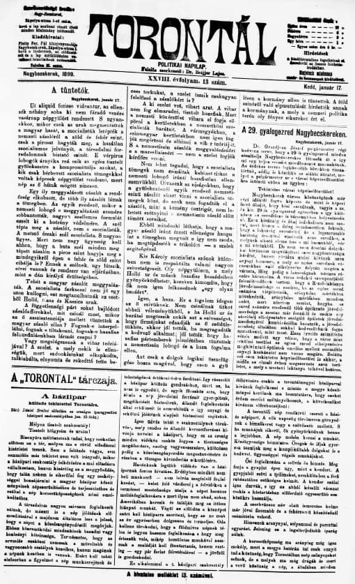 Torontál, 28. évf. 1899. január 17. 13. sz.