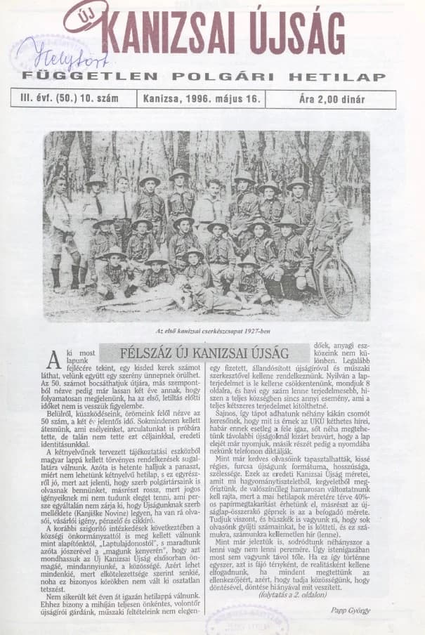 Új Kanizsai Újság, 3. évf. 1996. május 16. 10. sz.