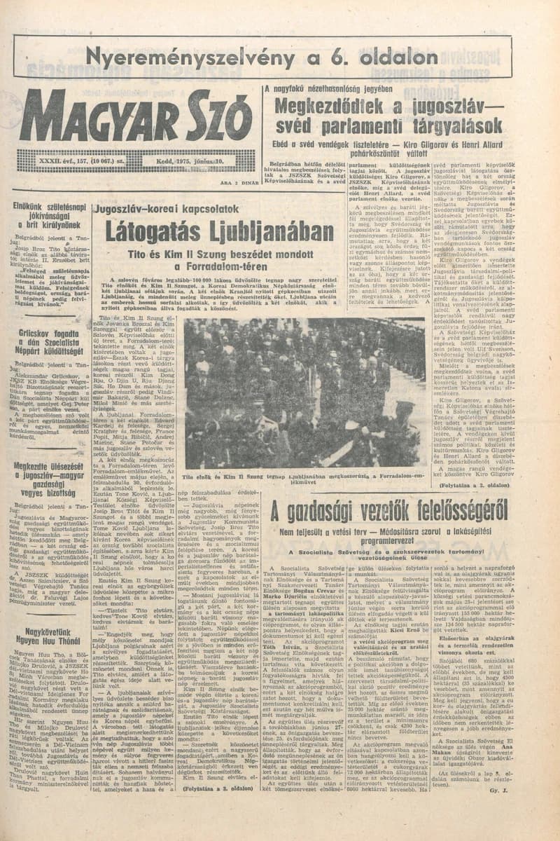 Magyar Szó, 32. évf. 1975. június 10. 157. sz.