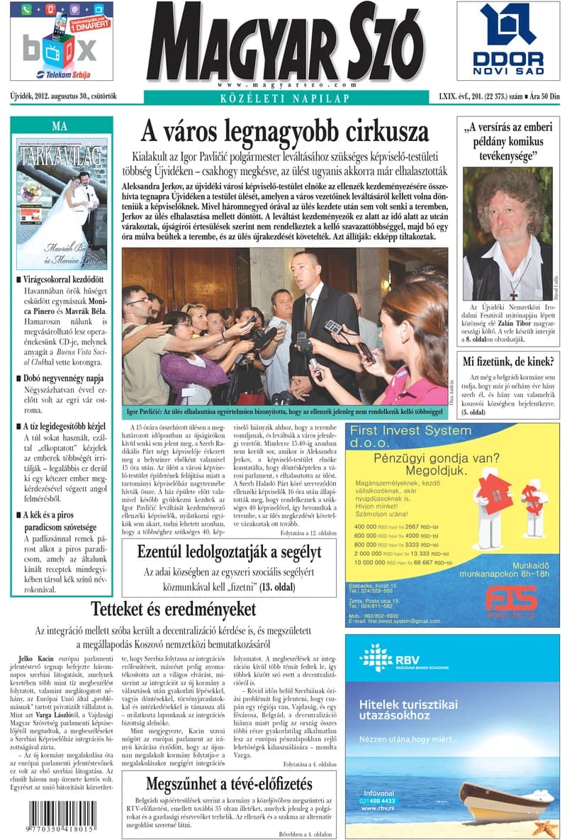Magyar Szó, 69. évf. 2012. augusztus 30. 201. sz. 1–20. oldal
