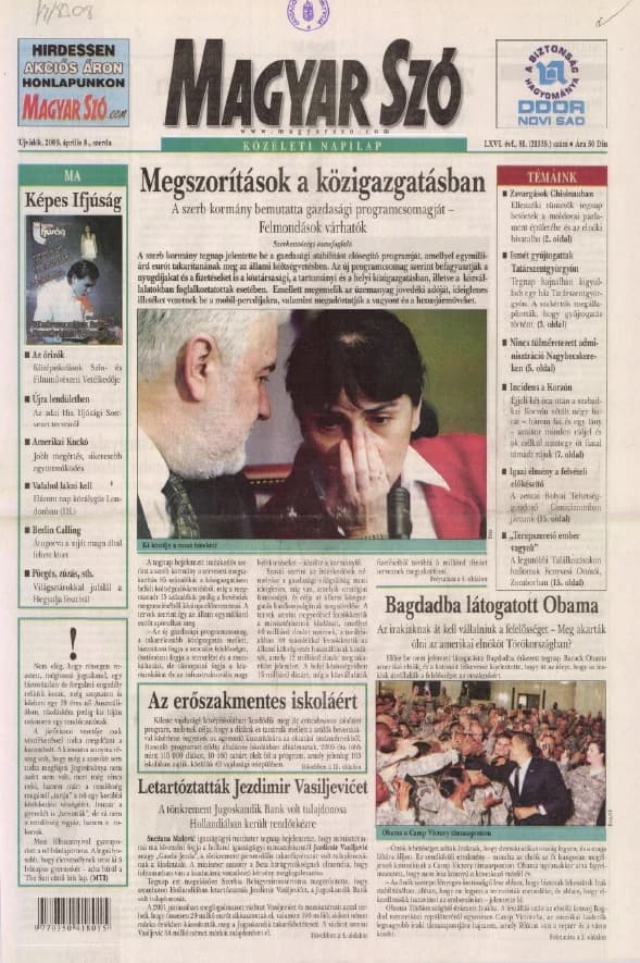 Magyar Szó, 66. évf. 2009. április 8. 81. sz. 1–20. oldal