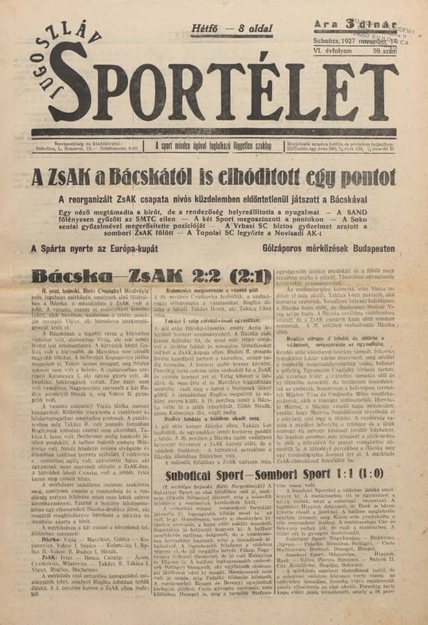Jugoszláv sportélet, 6. évf. 1927. november 14. 59. sz.