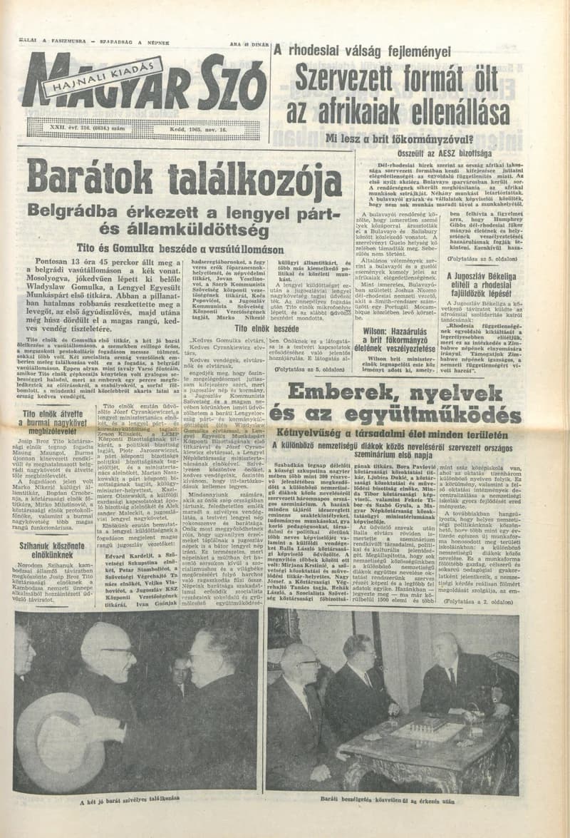 Magyar Szó, 22. évf. 1965. november 16. 316. sz.