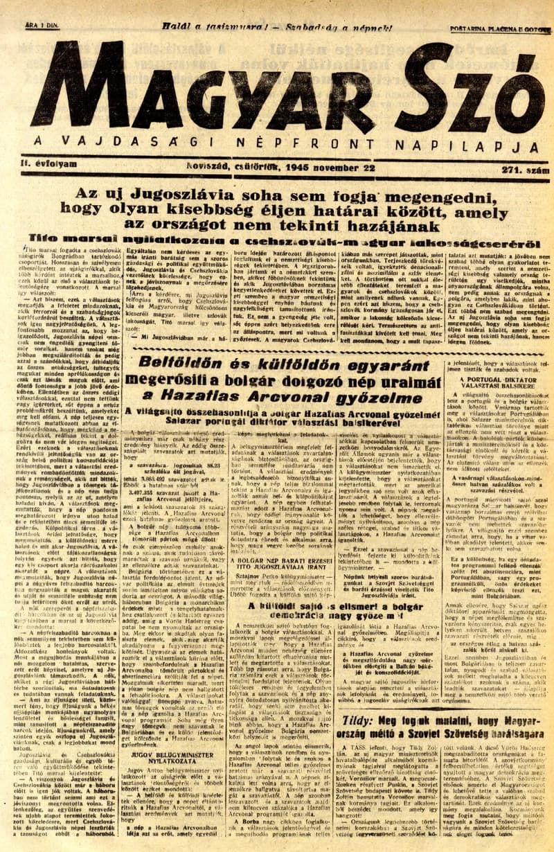 Magyar Szó, 2. évf. 1945. november 22. 271. sz. 1–4. oldal