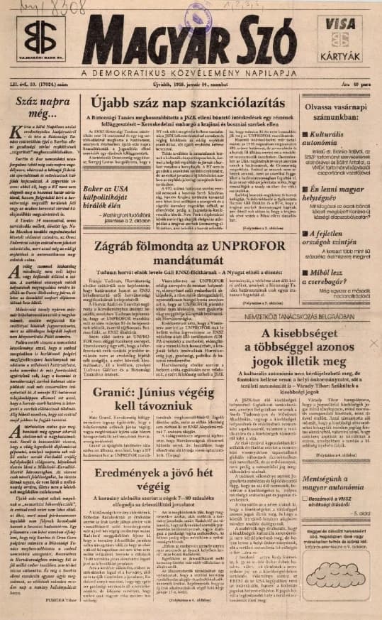 Magyar Szó, 52. évf. 1995. január 14. 10. sz. 1–16. oldal