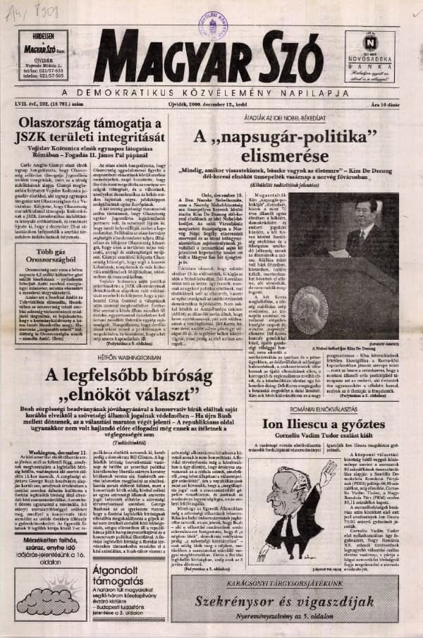 Magyar Szó, 57. évf. 2000. december 12. 292. sz. 1–16. oldal