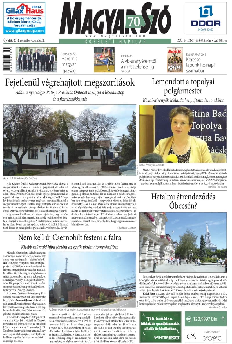 Magyar Szó, 71. évf. 2014. december 4. 283. sz. 1–20. oldal