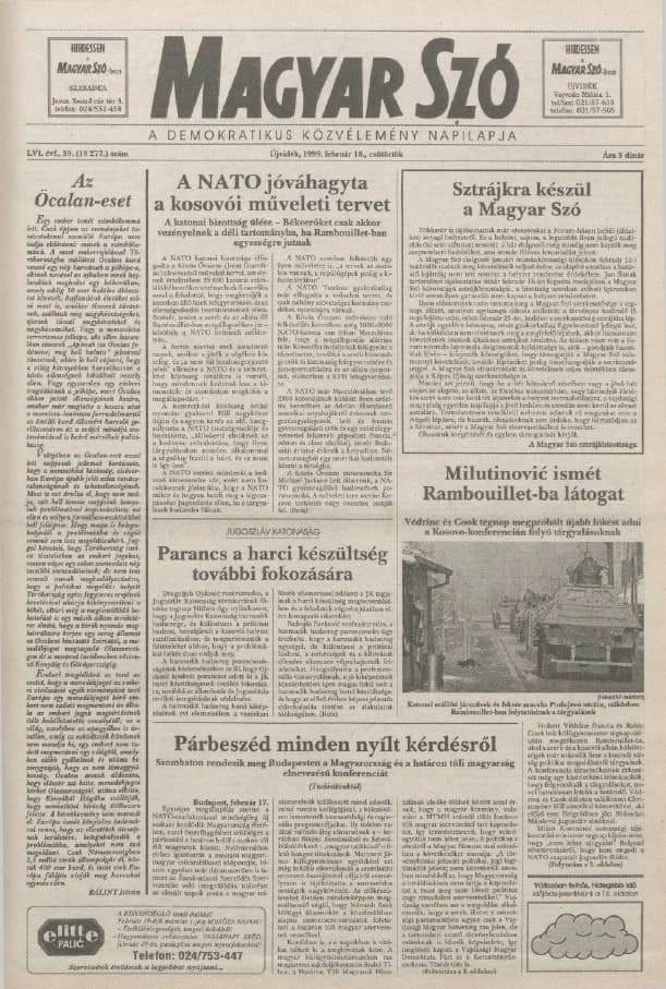 Magyar Szó, 56. évf. 1999. február 18. 39. sz. 1–16. oldal