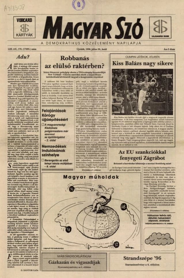 Magyar Szó, 53. évf. 1996. július 30. 178. sz. 1–16. oldal