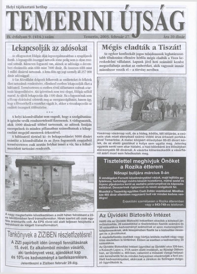 Temerini Újság, 9. évf. 2003. február 27. 9. sz.
